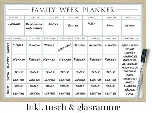 Family Week Planner 4 Personer (inkl. tusch & glasramme)
