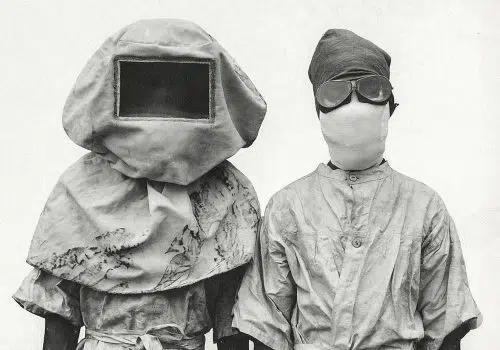 Masks worn during experiments with plague (1912)