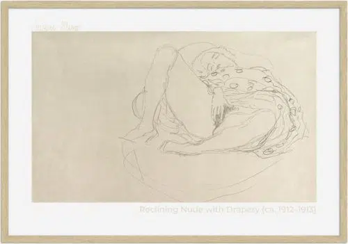 Reclining Nude with Drapery med ramme
