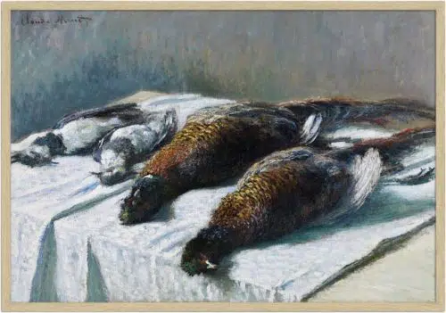 Still Life with Pheasants and Plovers med ramme