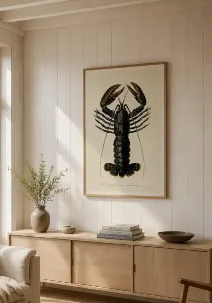 Hummer retroplakat – vintage naturhistorisk illustration til køkken eller spisestue
