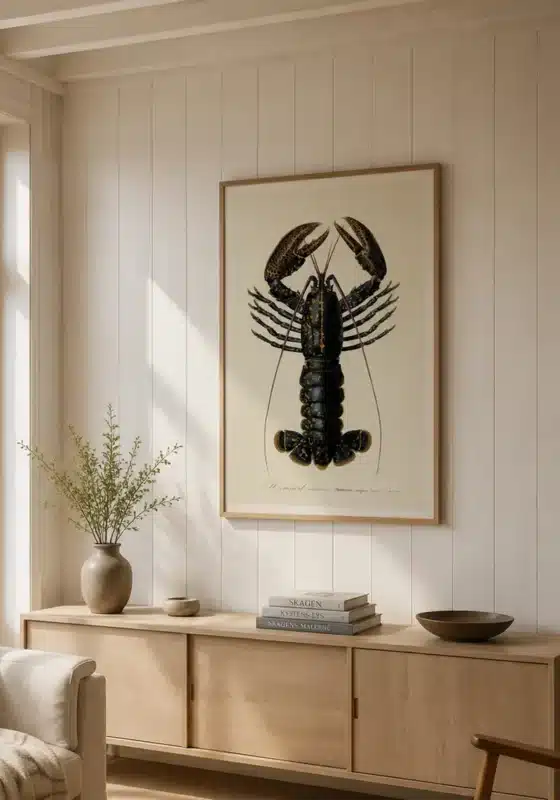 Hummer retroplakat – vintage naturhistorisk illustration til køkken eller spisestue