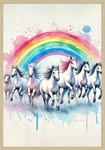 Akvarel Plakat med Heste