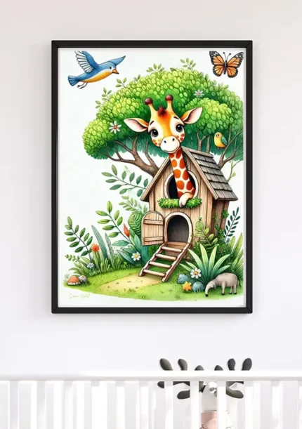 girafplakat til børneværelset.