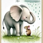 Elefant og mus Akvarelplakat