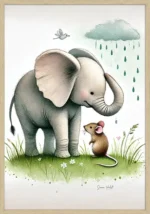 Elefant og mus Akvarelplakat