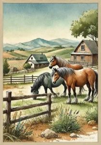 Heste Plakat Akvarel