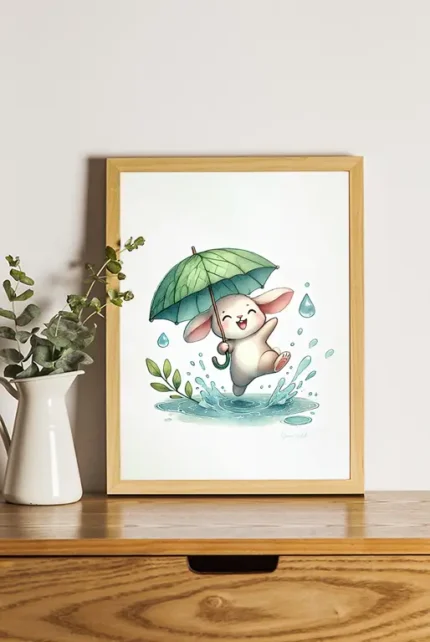Kaninplakat i regnvejr