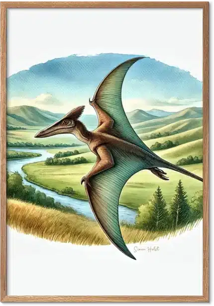 Pterodactyl Akvarel Plakat