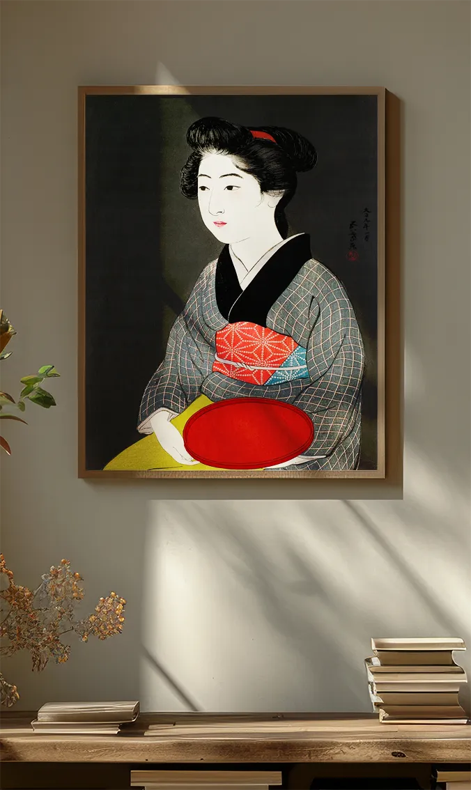 Waitress Holding a Tray - Goyo Hashiguchi