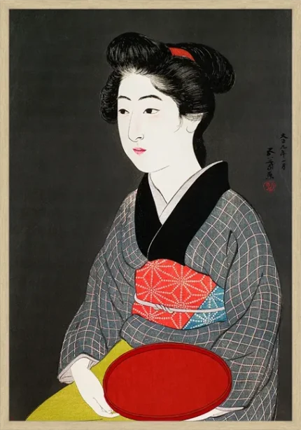 Waitress Holding a Tray - Goyo Hashiguchi