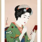 Woman Make Up with Rouge – Japansk Træsnit af Goyo Hashiguchi