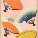 Japansk kunstplakat med vifter fra Furuya Kōrin