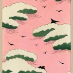 Japansk plakat – Skymønster med fugle