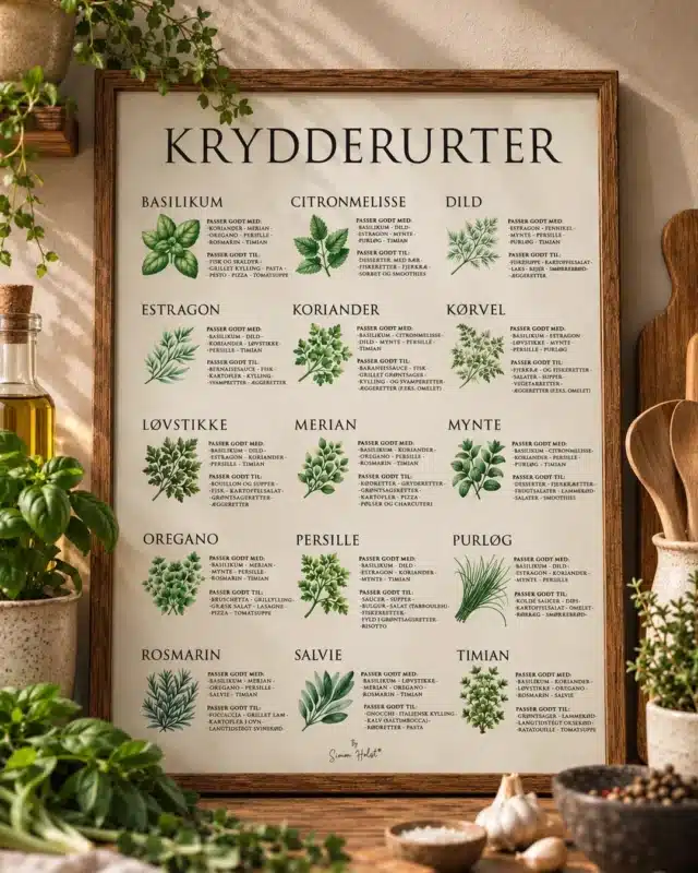 Krydderurte plakat plakat fra Simon Holst i køkkenet