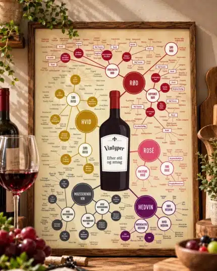 Vintyper plakat fra Simon Holst i køkkenet