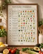 Vitaminer og mineraler plakat fra Simon Holst i køkkenet